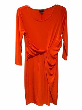 Metaphor Vibrant Orange Twist-Detail Long Sleeve Dress